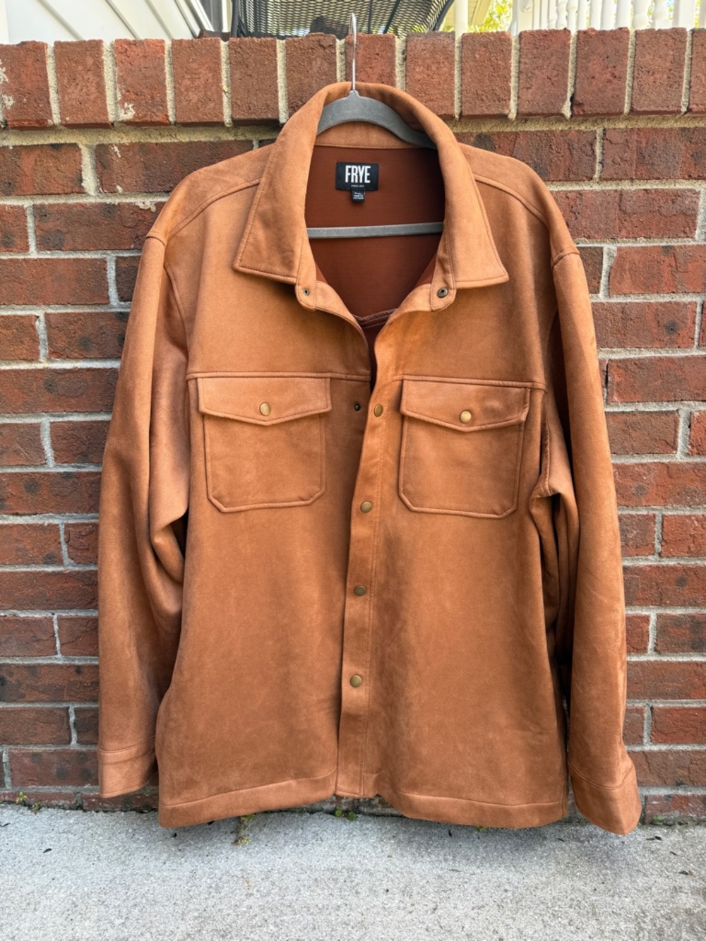 Frye Men's Faux Suede Button Up Shirt Jacket Barn Shacket Size XXL Men’s